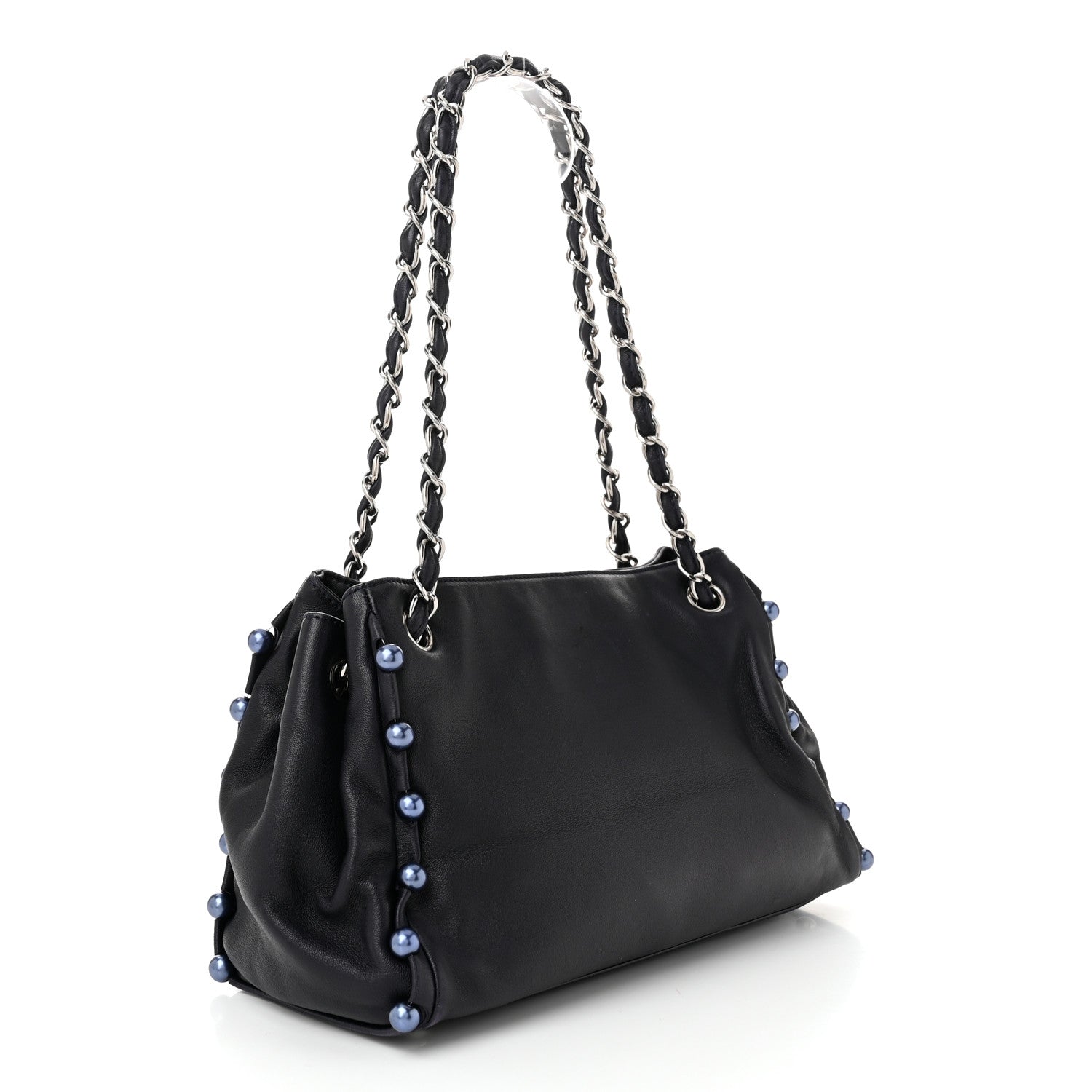 Chanel Lambskin Pearl Obsession Tote Navy 3 of 10