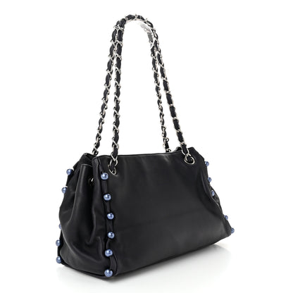 Chanel Lambskin Pearl Obsession Tote Navy 3 of 10