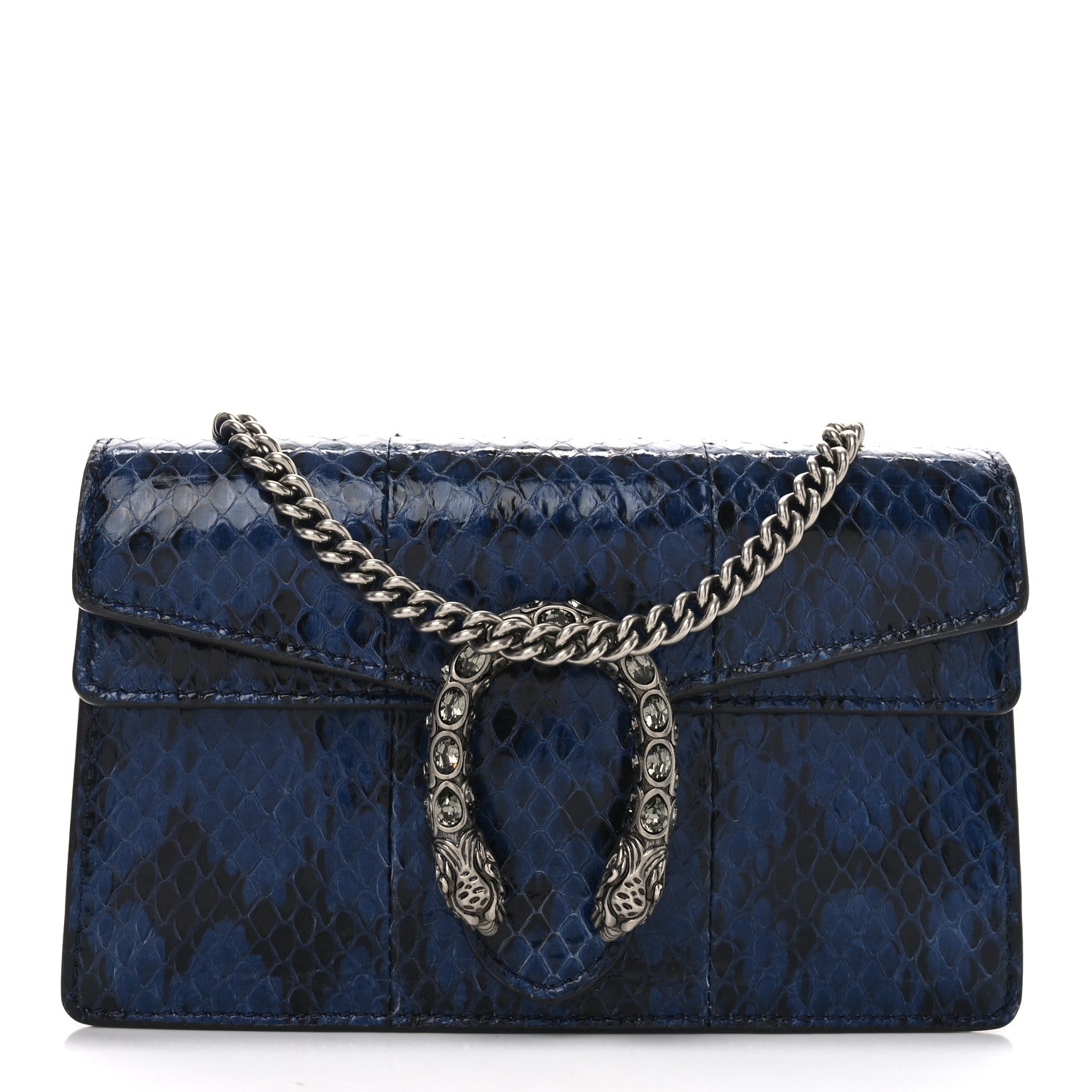 Gucci Snakeskin Super Mini Dionysus Shoulder Bag Blue 1 of 9