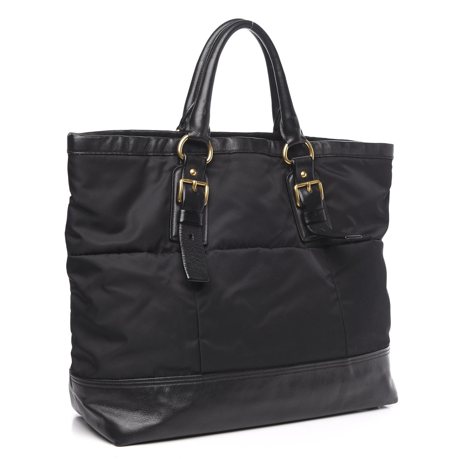 Prada Tessuto Nylon Soft Calf Tote Black 3 of 13