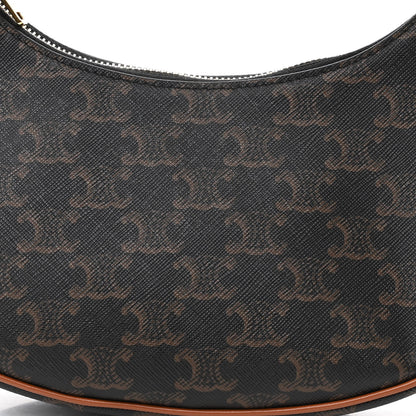 Celine Triomphe Canvas Calfskin Ava Shoulder Bag Tan 7 of 10
