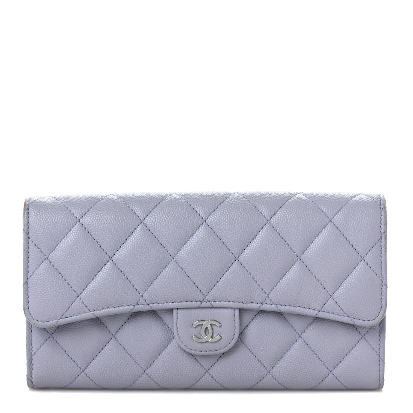 Caviar Quilted Large Flap Wallet Light Purple
