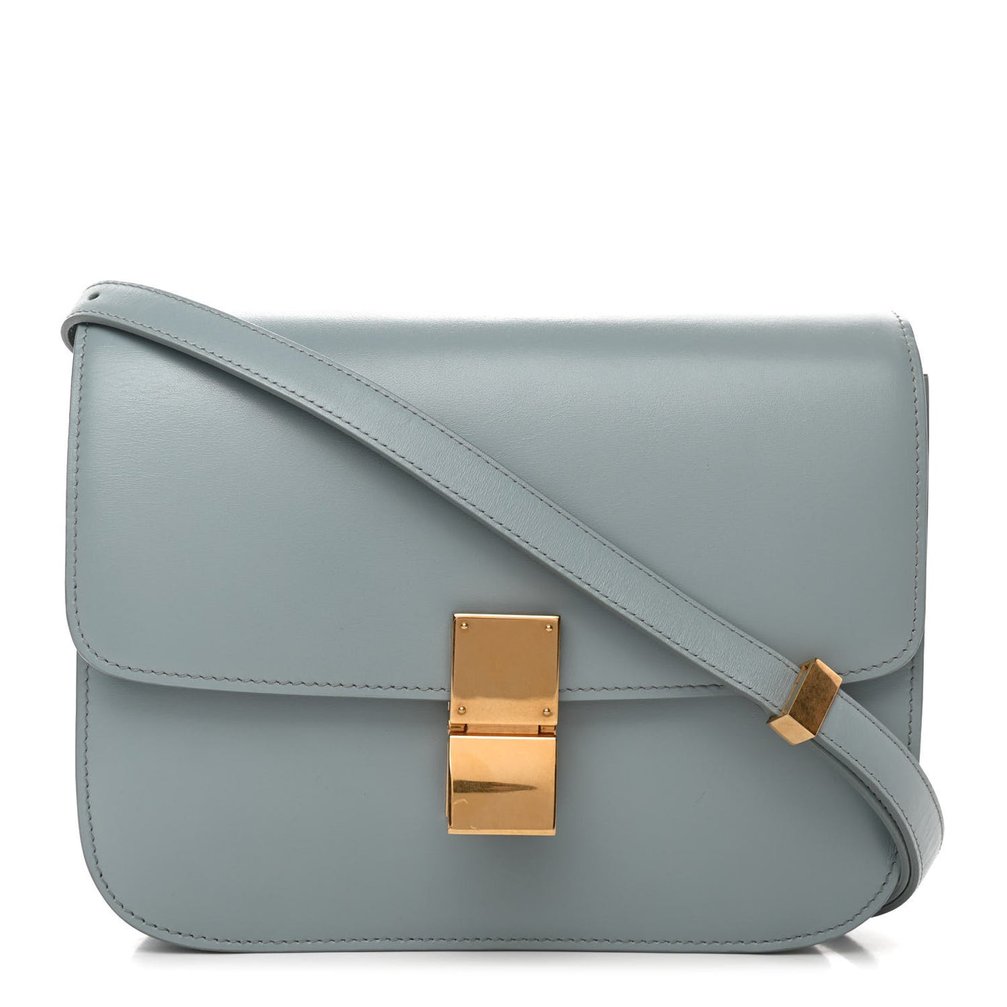Box Calfskin Medium Classic Box Flap Bag Zinc
