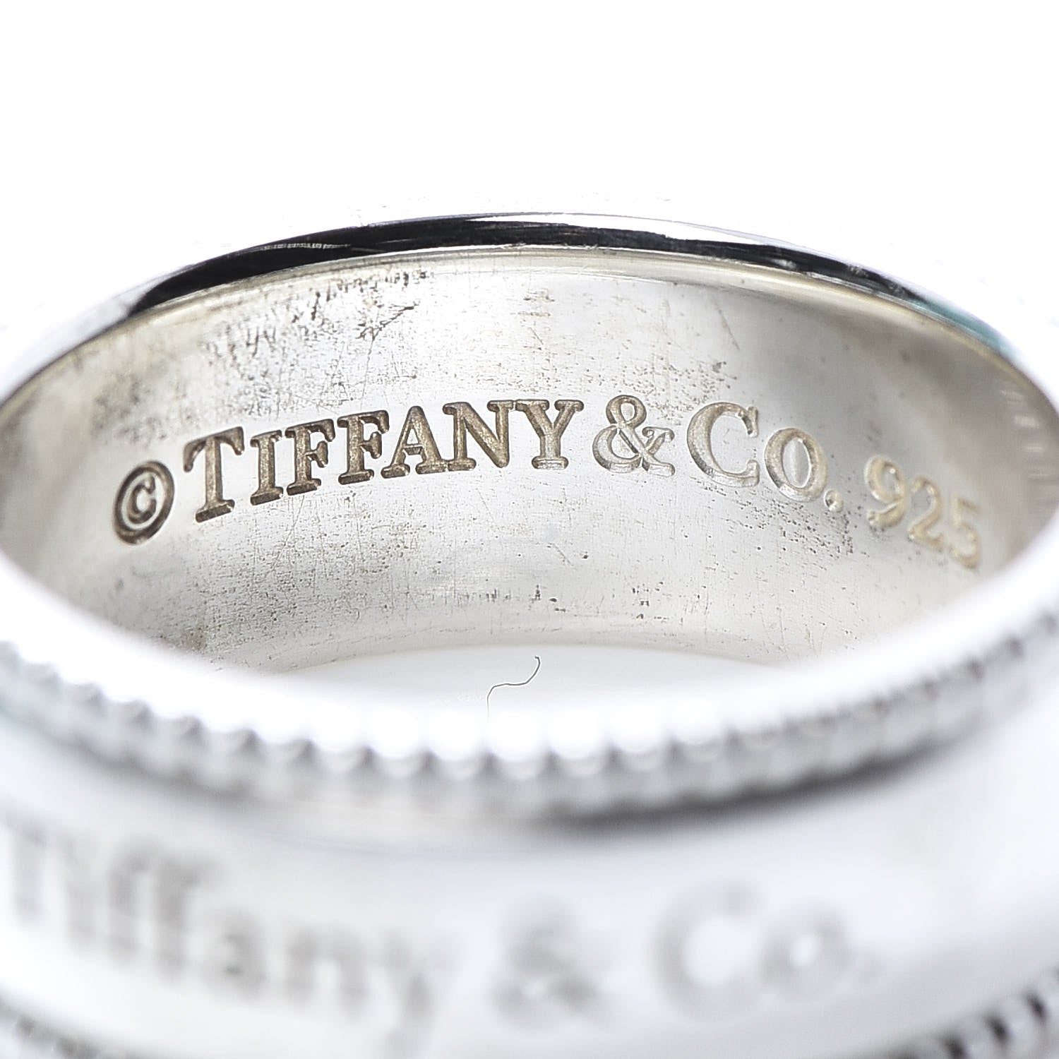 Tiffany Sterling Silver Milgrain Logo Band Ring 54 7 4 of 6