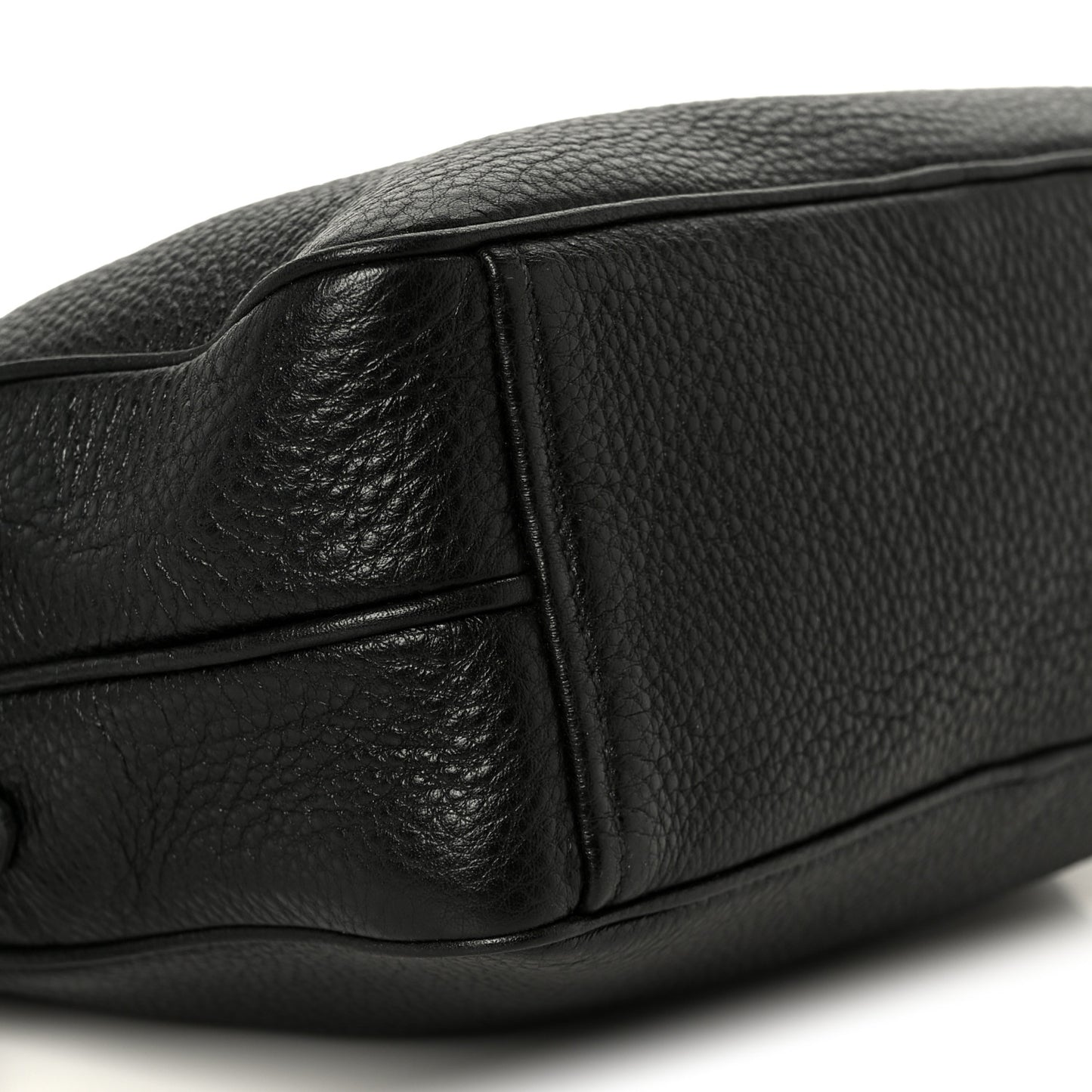 Vitello Daino Medium Double Zip Shoulder Bag Black