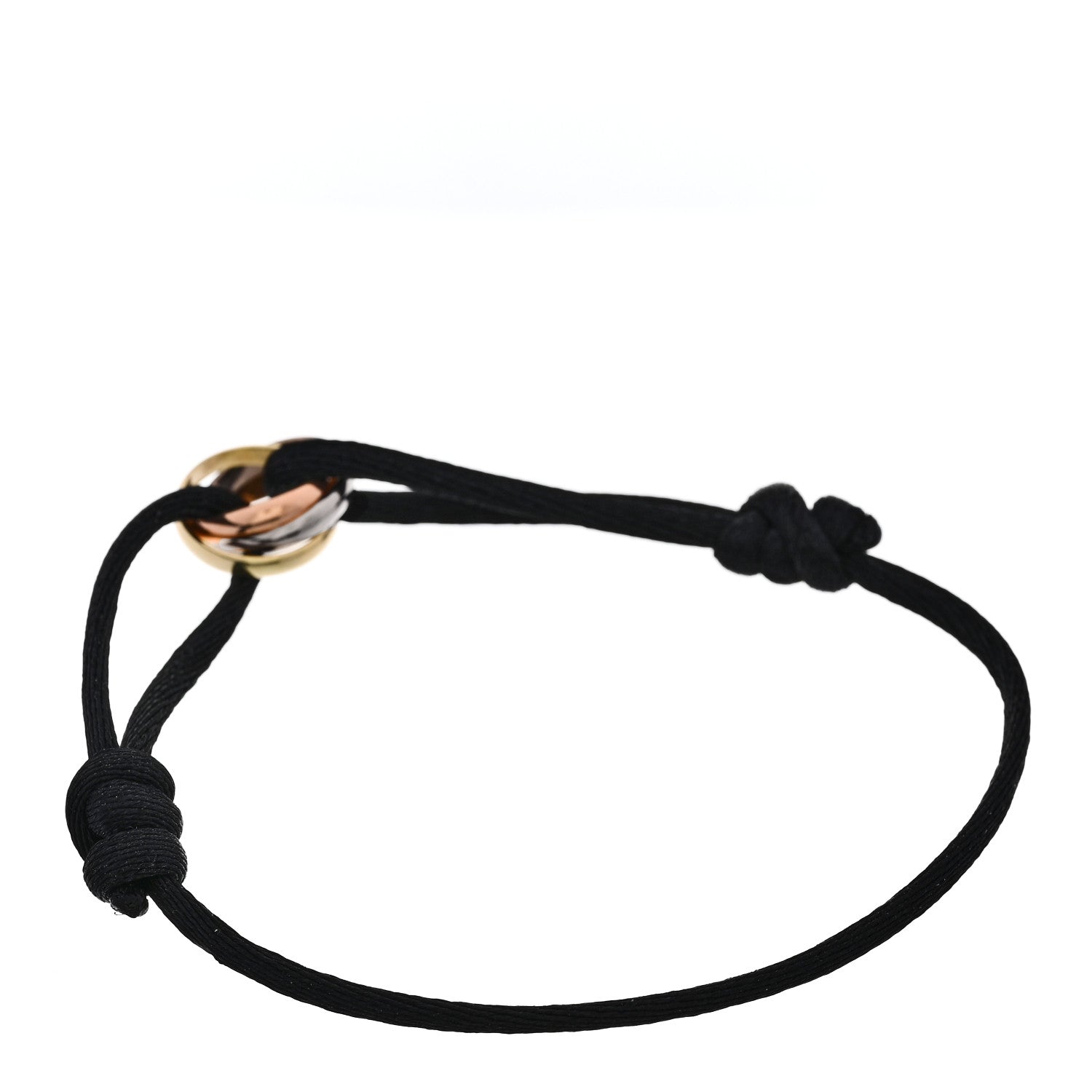 Cartier 18k Pink Yellow White Gold Trinity Adjustable Cord Bracelet Black 2 of 5