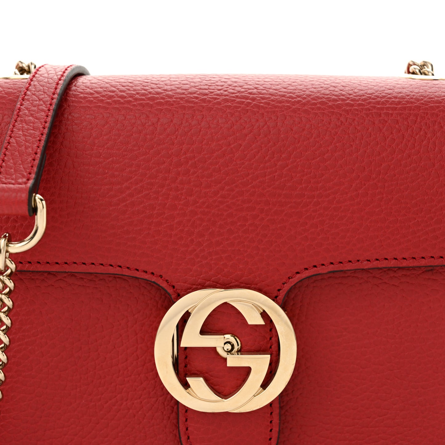 Dollar Calfskin Small Interlocking G Shoulder Bag Red