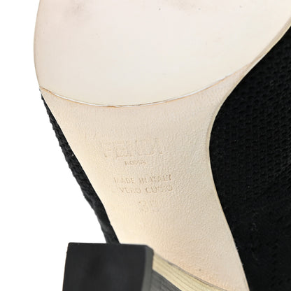 Fendi Stretch Fabric Openwork Rockoko 105mm Sock Boots 39 Black White 9 of 9