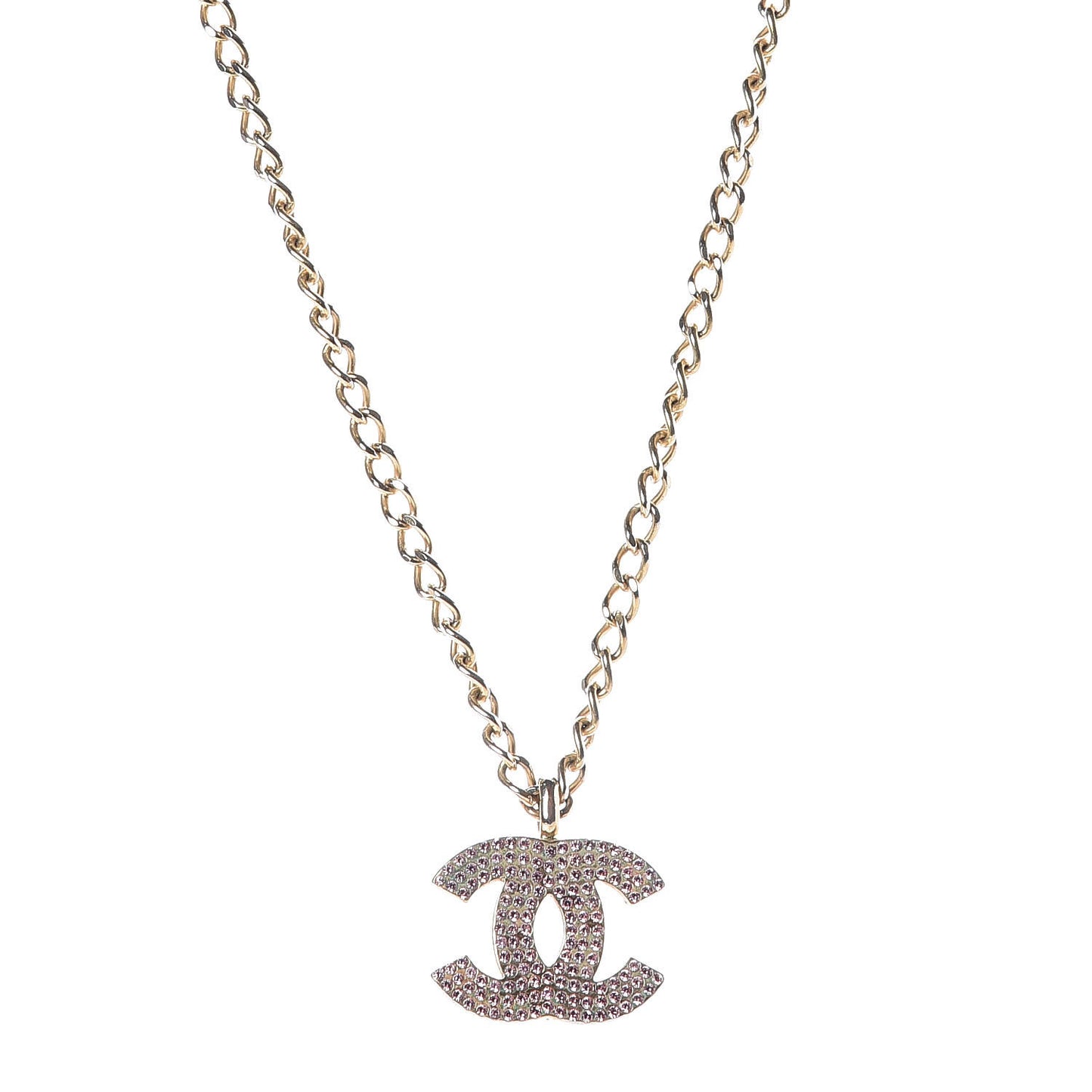 Crystal CC Necklace Pink Gold