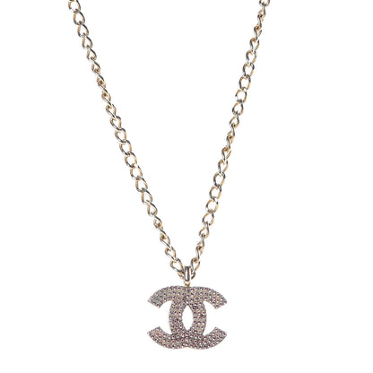 Chanel Crystal CC Necklace Pink Gold 1 of 6