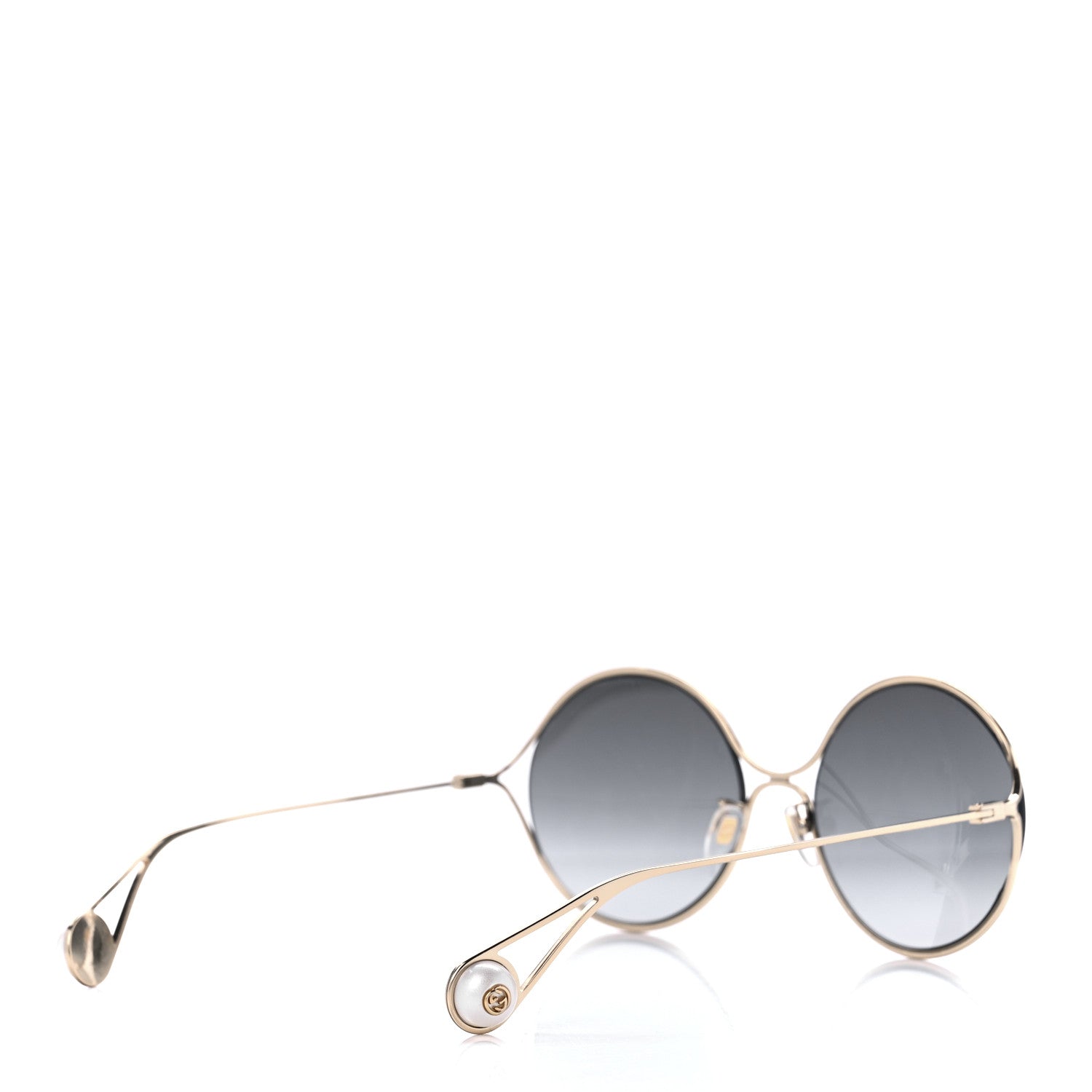 Gucci Metal Round Pearl Tip Sunglasses GG0253S Gold 4 of 8