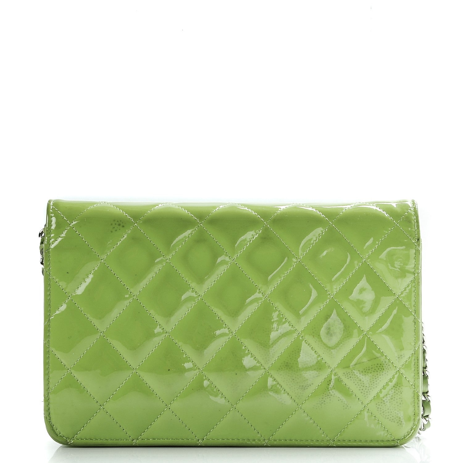 Chanel Patent Quilted Brilliant Wallet On Chain WOC Green 4 of 13
