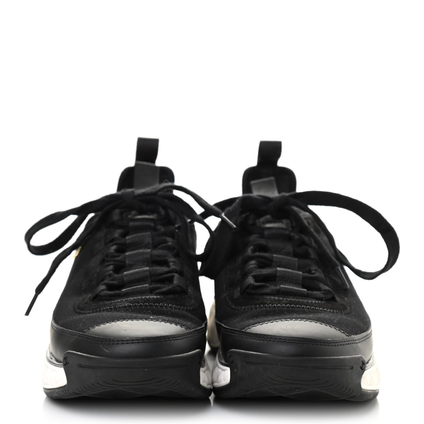 Velvet Calfskin Mixed Fibers CC Sneakers 37.5 Black