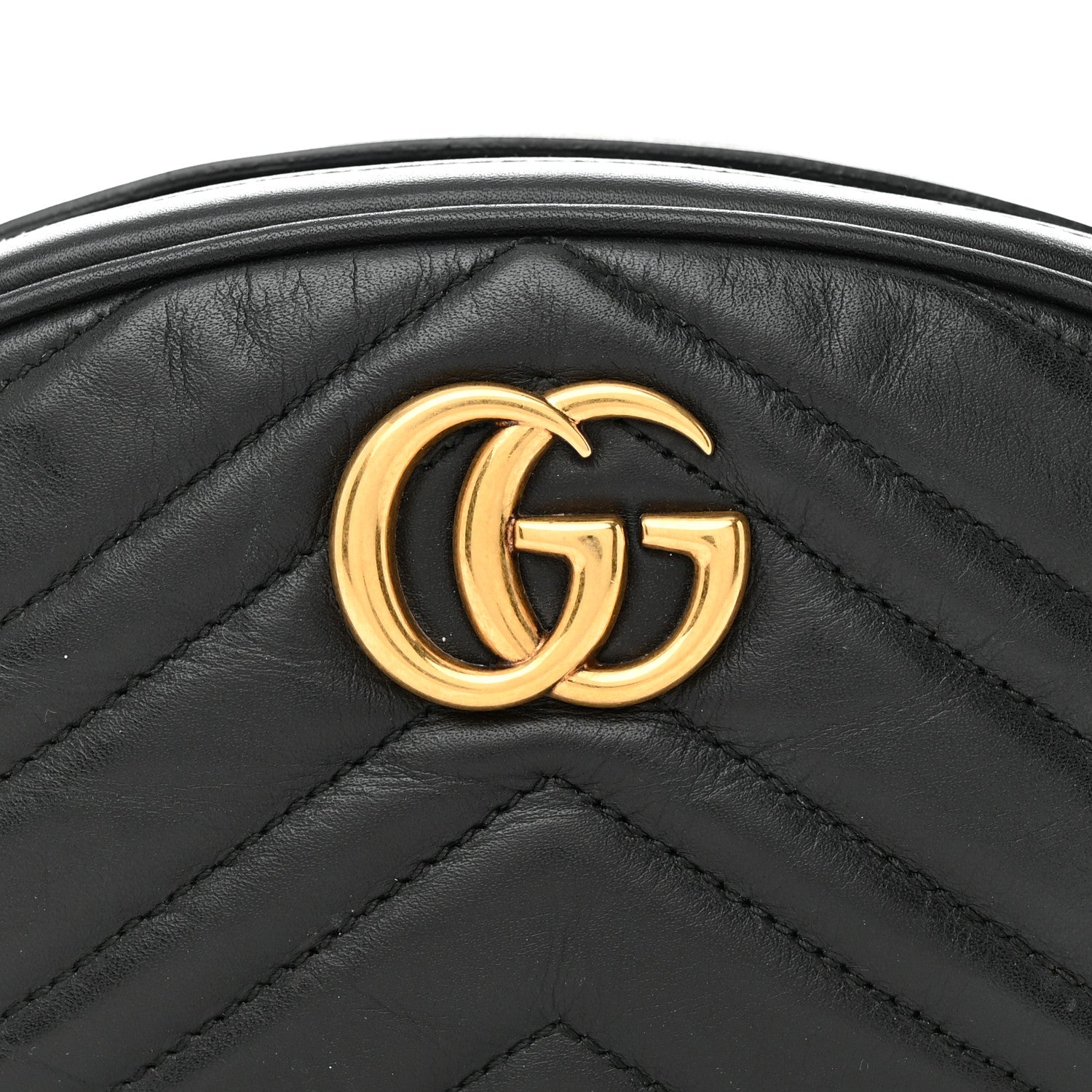 Gucci Calfskin Matelasse GG Marmont Belt Bag 75 30 Black 10 of 16