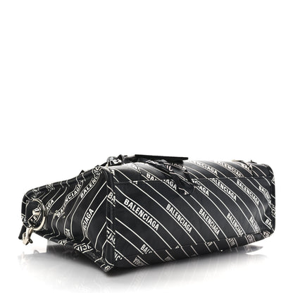 Balenciaga Veau Allover Logo Classic Silver Hardware S City Black White 4 of 13