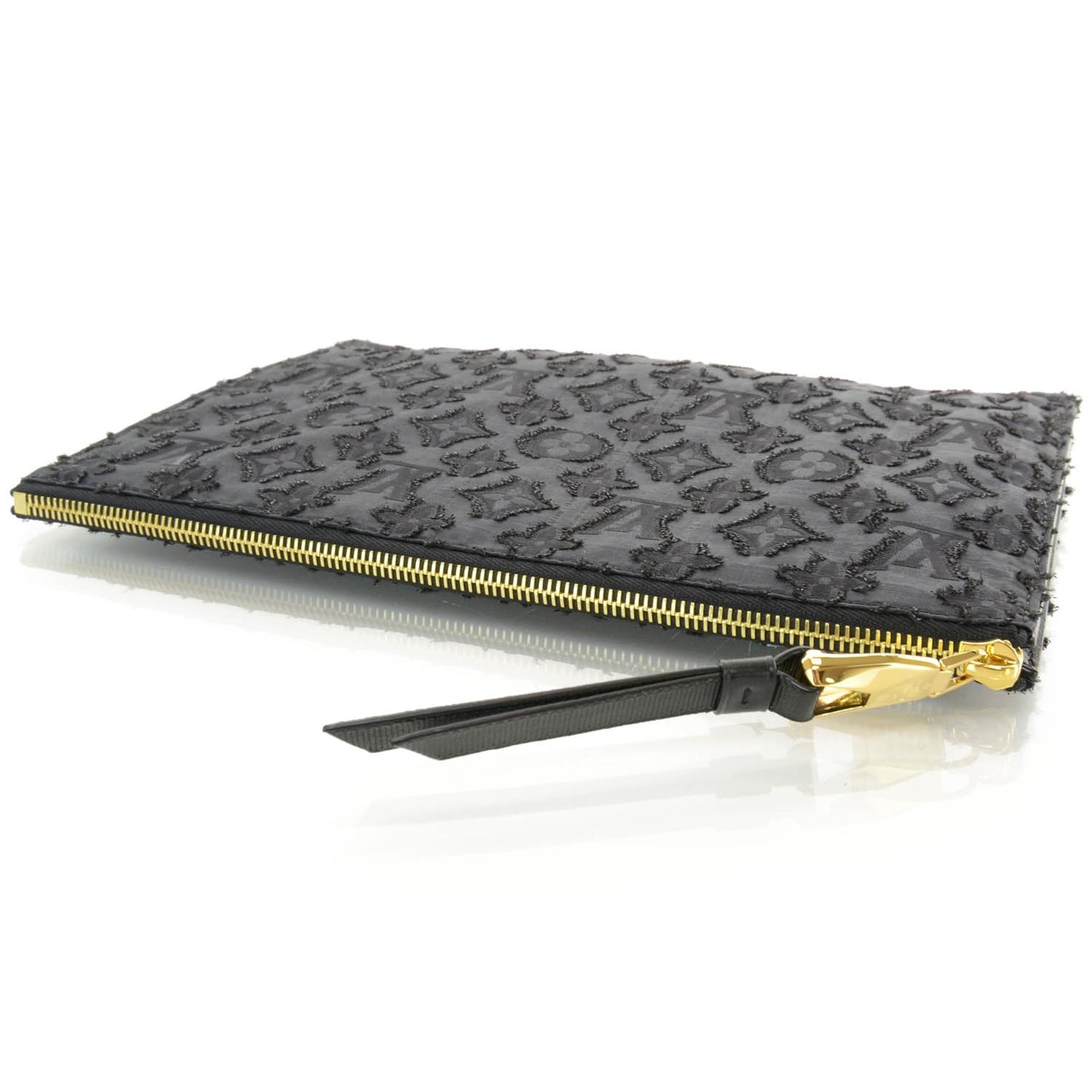 Monogram Lurex Flat Zip Pochette Noir