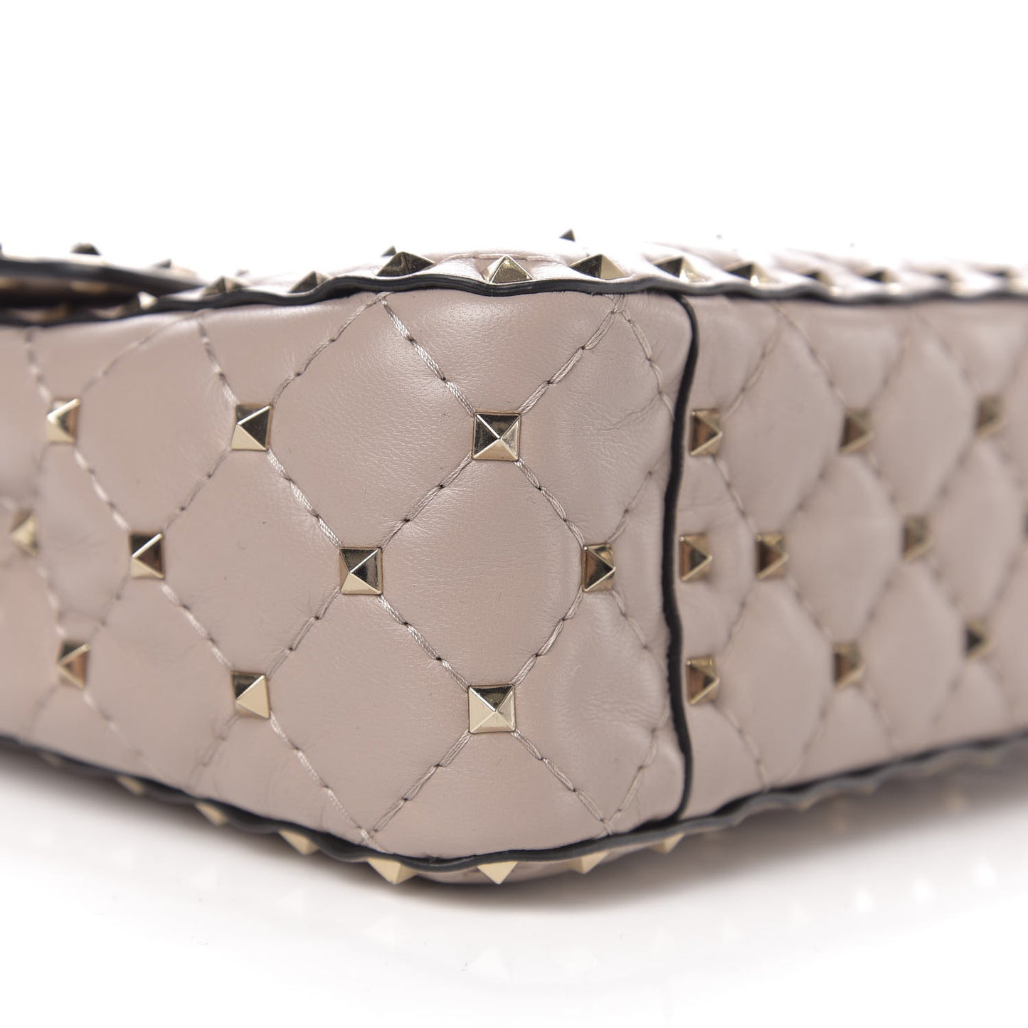 Lambskin Medium Rockstud Spike Shoulder Bag Poudre