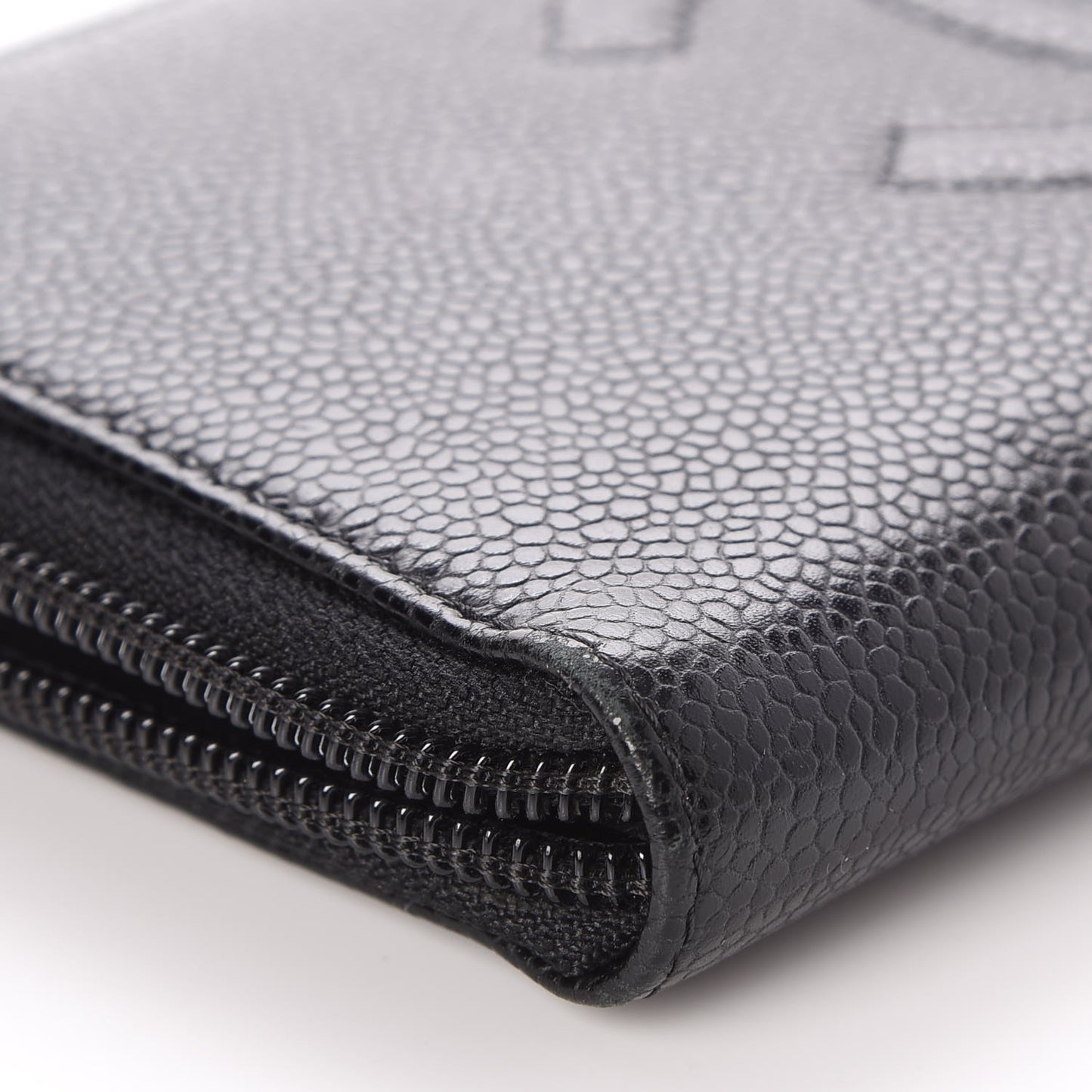 Caviar Large Timeless CC Zip Around Wallet Black