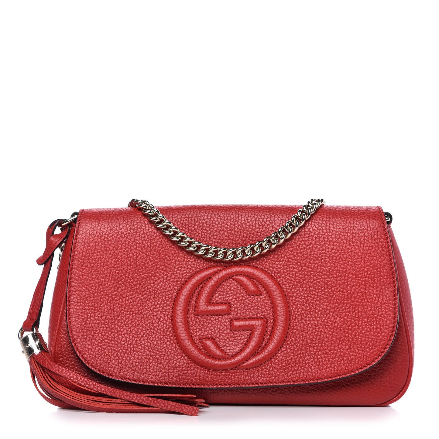 Pebbled Calfskin Medium Soho Flap Crossbody Vibrant Red