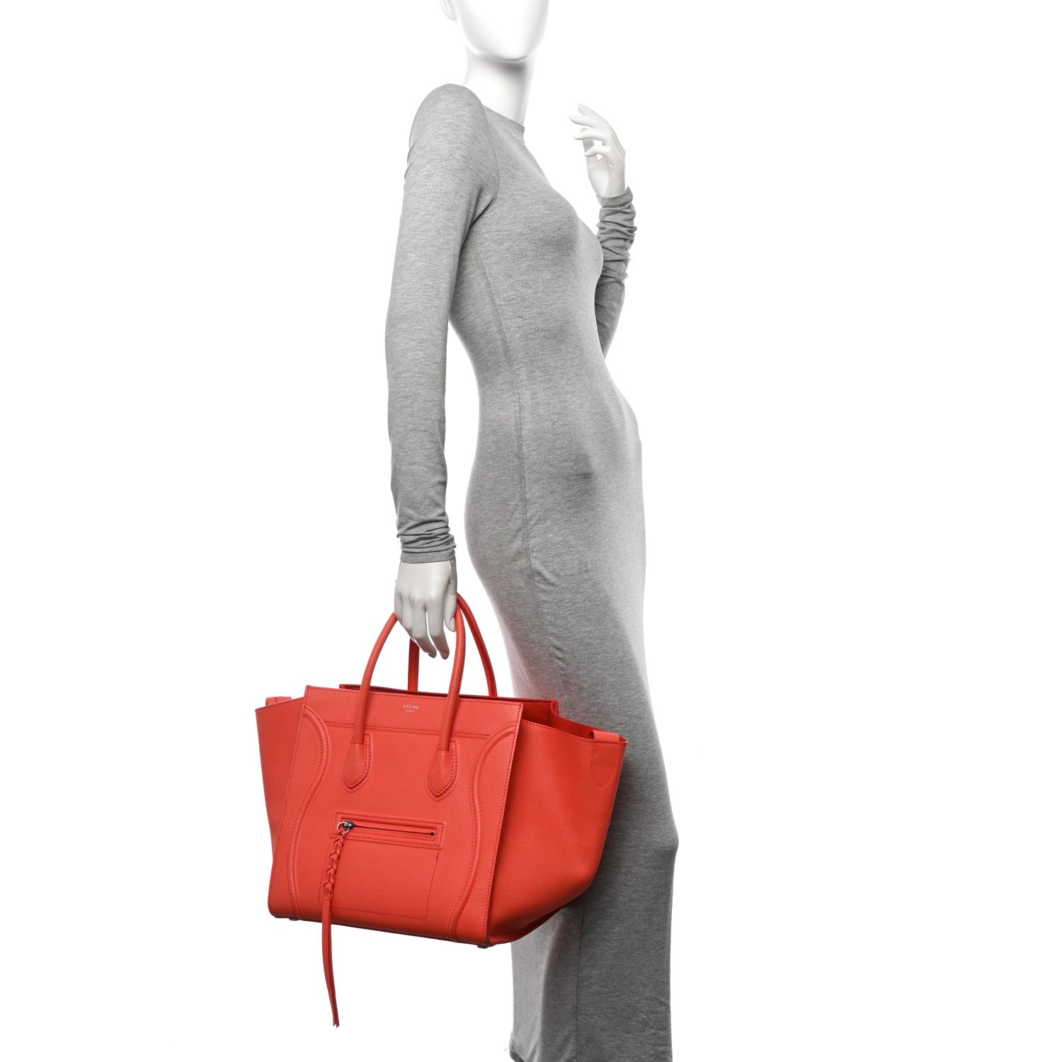 Celine Grained Calfskin Medium Phantom Luggage Coral 2 of 20