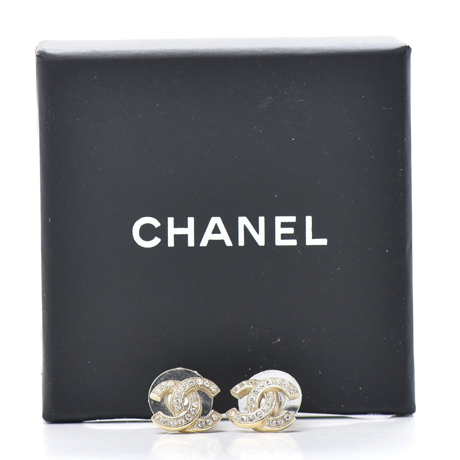 Chanel Crystal CC Earrings Gold 5 of 5