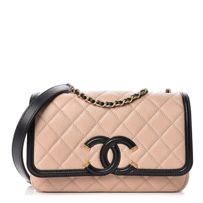Chanel Caviar Quilted Small CC Filigree Flap Beige Black 1 of 10