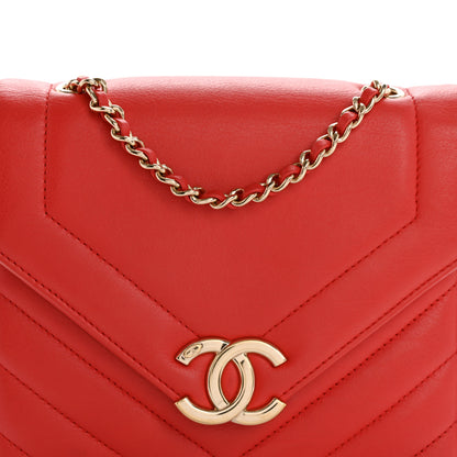 Chanel Calfskin Quilted Chevron Small Envelope Flap Red 8 of 10
