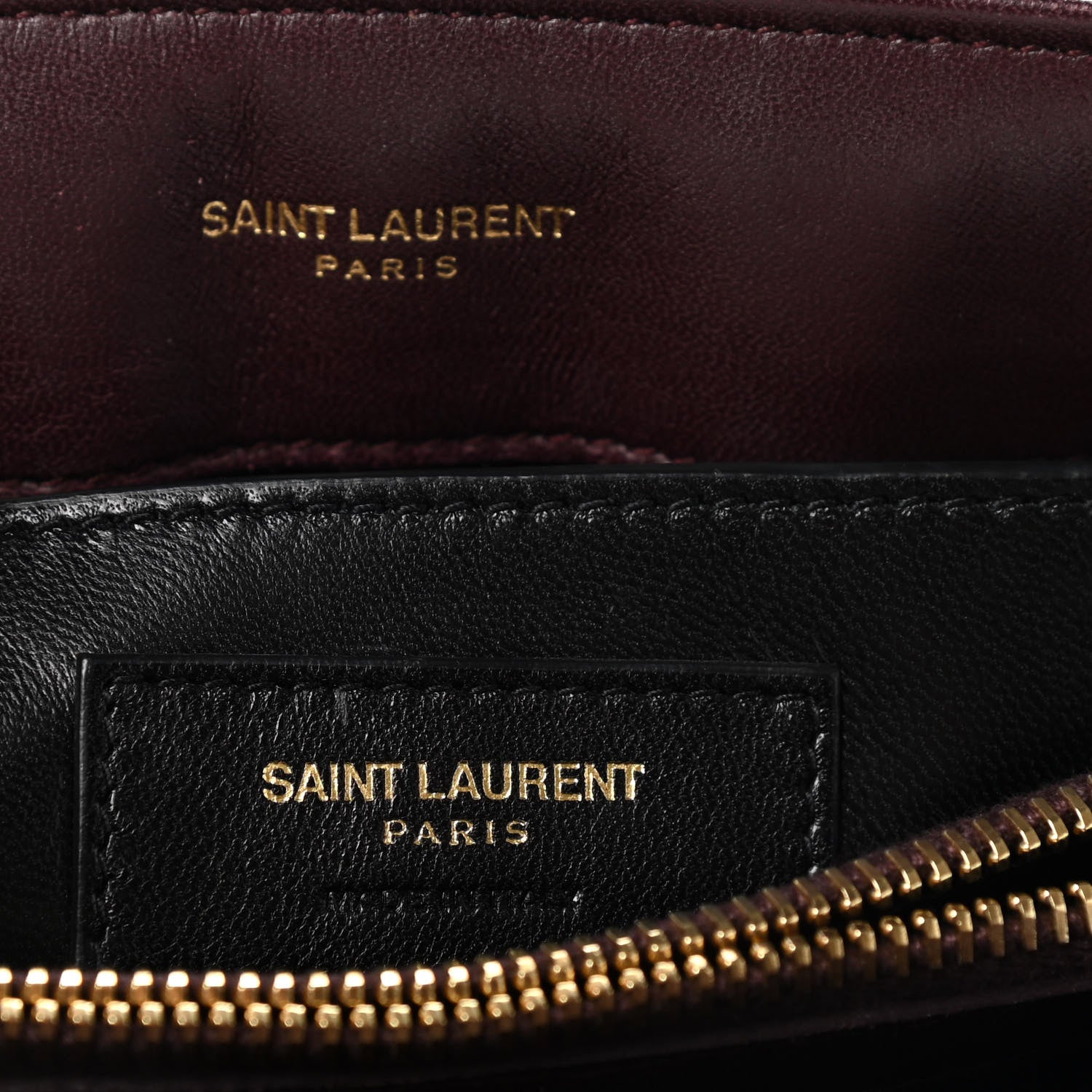 Saint Laurent Velvet Y Quilted Monogram Small Loulou Chain Satchel Burgundy 6 of 9