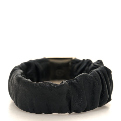 Chanel Lambskin CC Hair Scrunchie Black Gold 3 of 4