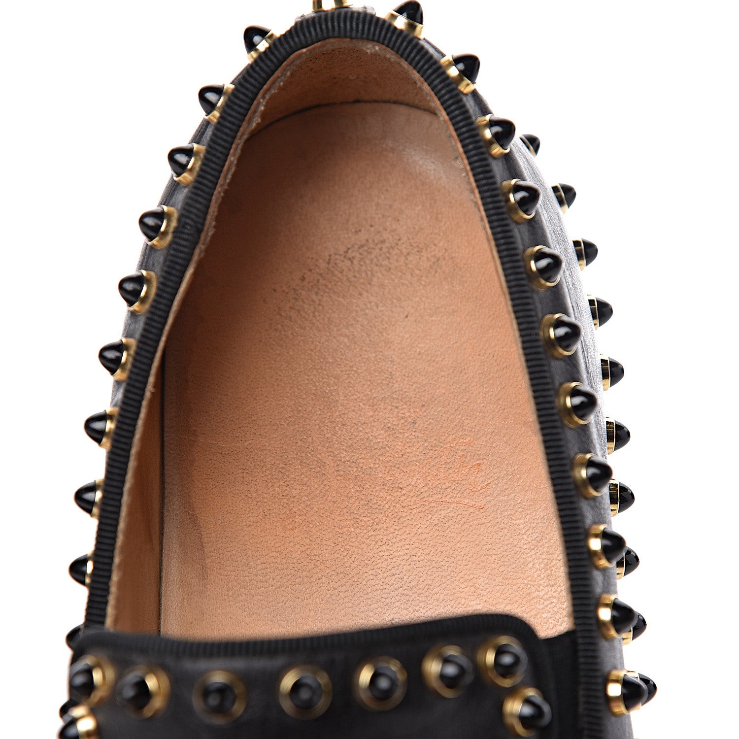 Christian Louboutin Calfskin Studded Womens Cador Flat 35.5 Black 10 of 17