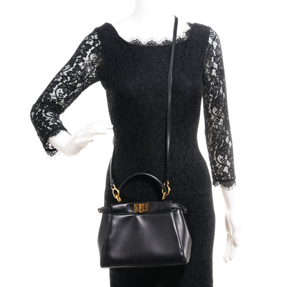 Fendi Nappa Mini Peekaboo Iconic Satchel Black 2 of 7