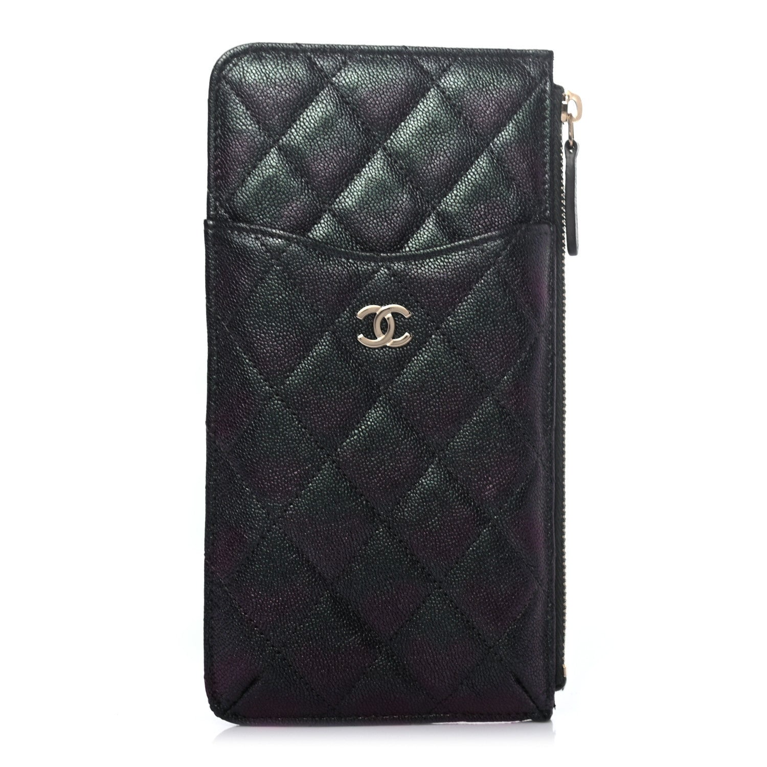 Chanel Iridescent Caviar Quilted Classic Flat Wallet Pouch Black 1 of 7