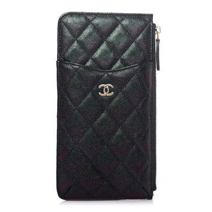 Chanel Iridescent Caviar Quilted Classic Flat Wallet Pouch Black 1 of 7