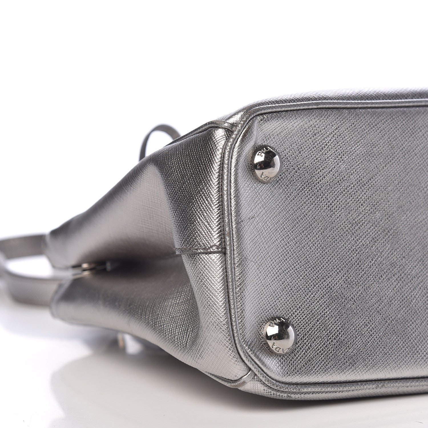 Prada Metallic Saffiano Small Galleria Double Zip Tote Cromo 9 of 13