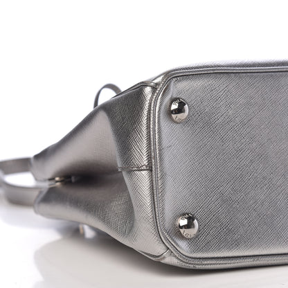 Prada Metallic Saffiano Small Galleria Double Zip Tote Cromo 9 of 13