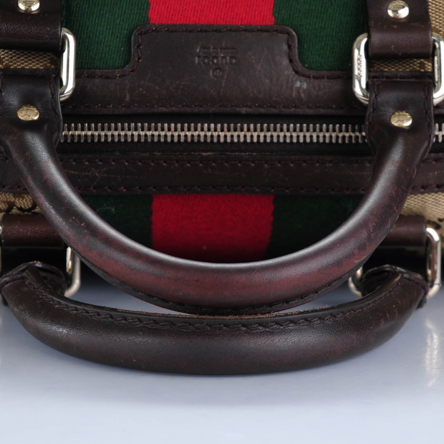 Gucci Monogram Vintage Web Medium Boston Dark Brown 10 of 12