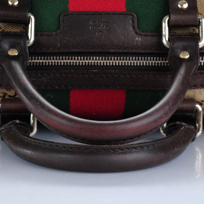 Gucci Monogram Vintage Web Medium Boston Dark Brown 10 of 12