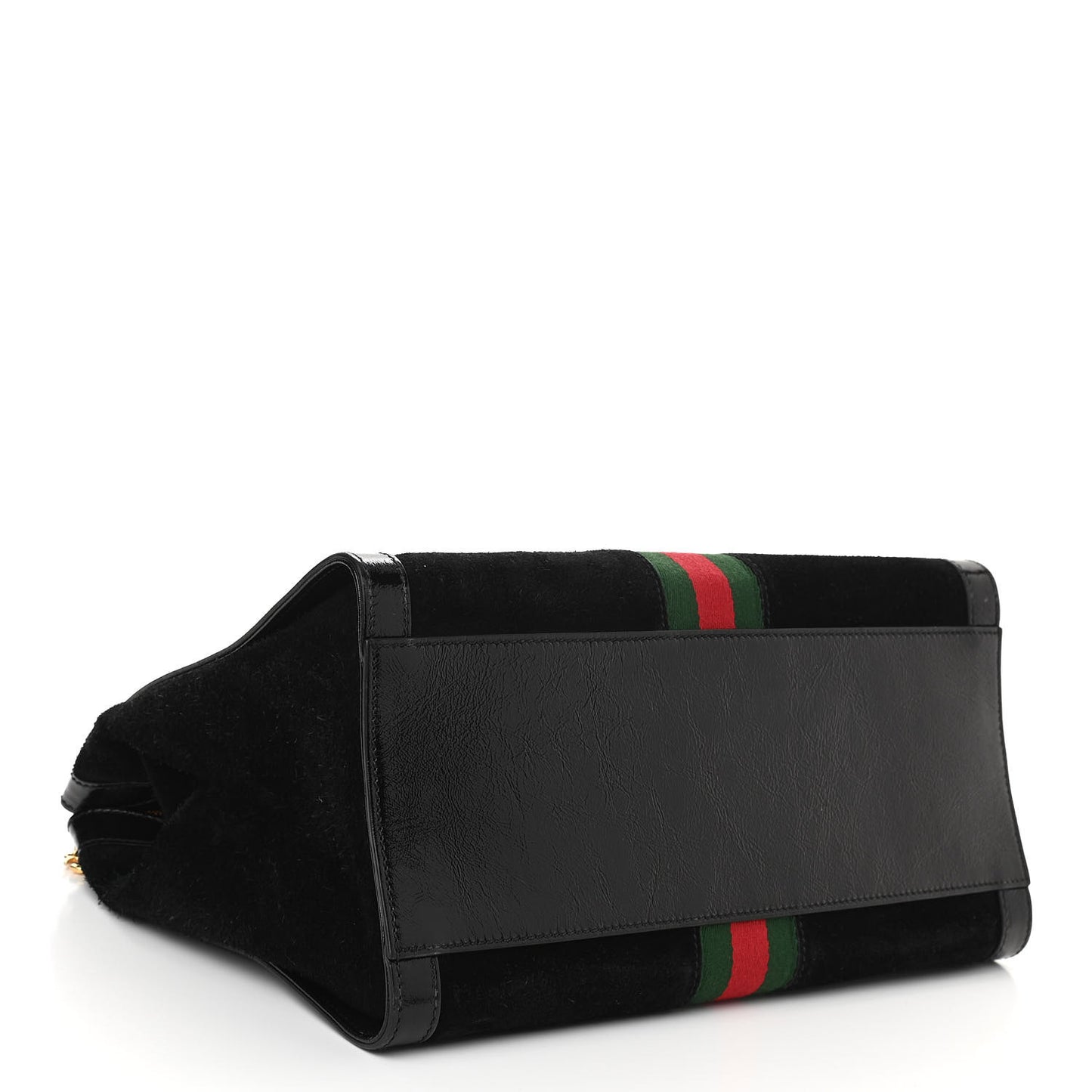 Suede Patent GG Web Medium Ophidia Tote Bag Black
