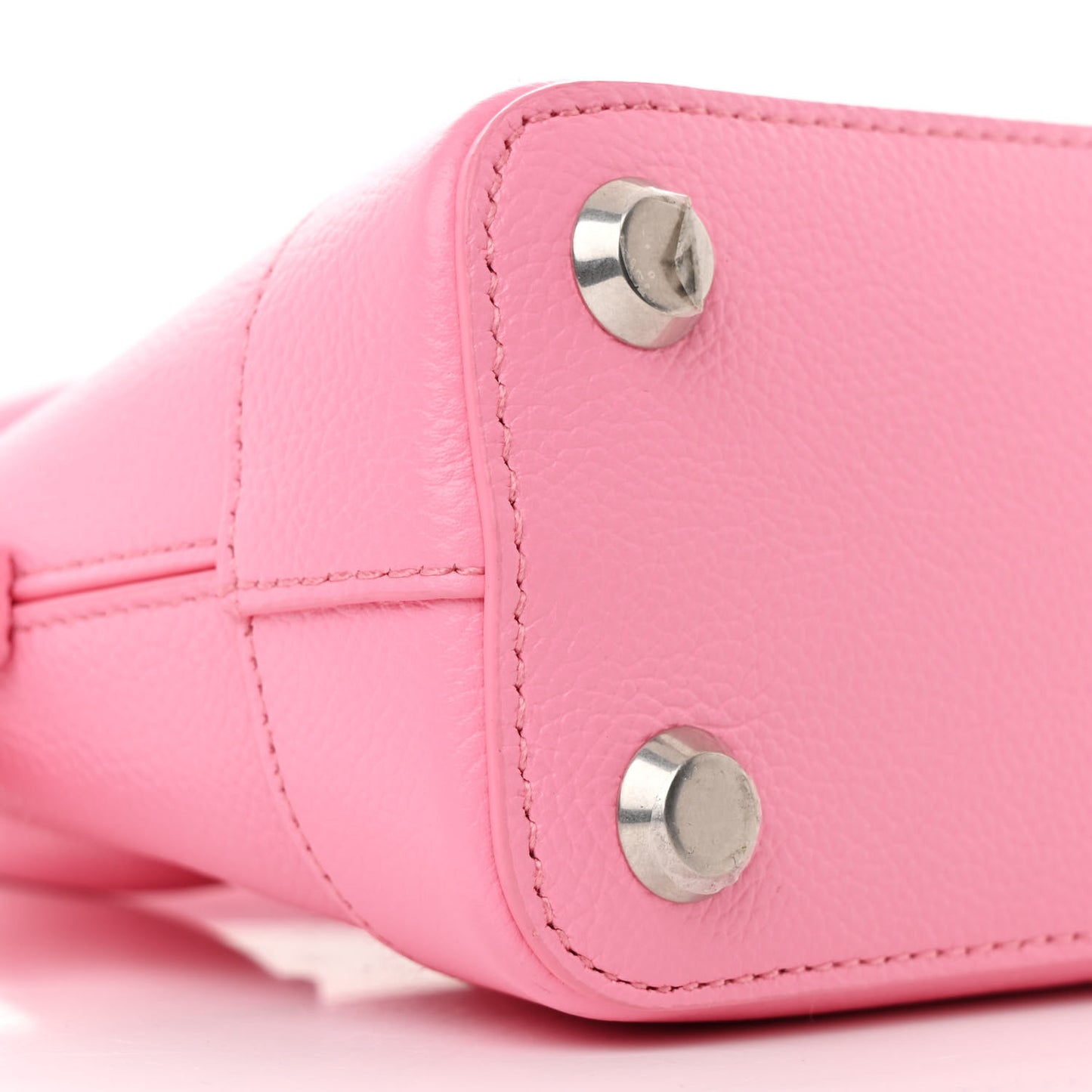 Signature Grained Calfskin Logo XXS Ville Top Handle Bag Rose Bubblegum Black