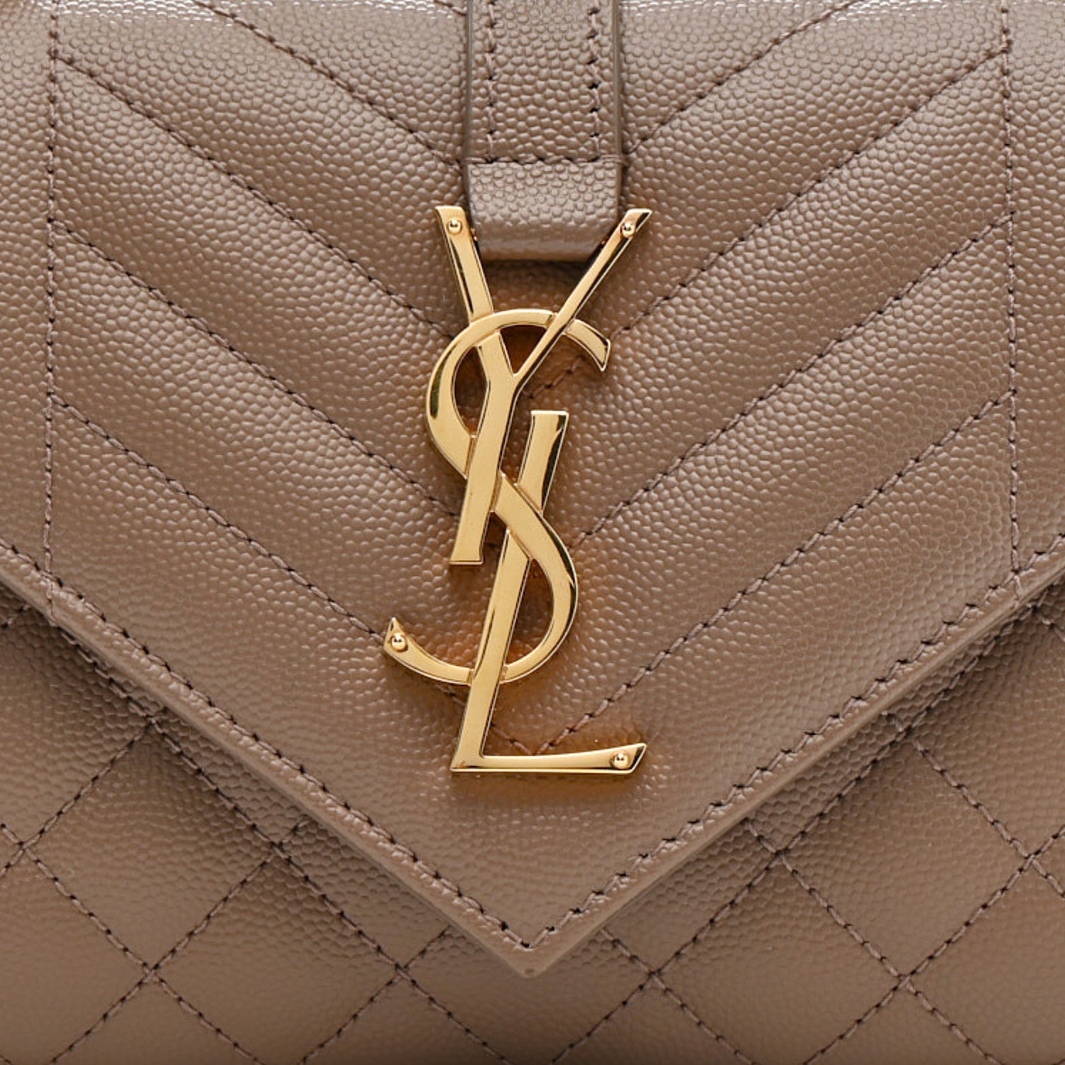 Saint Laurent Grain De Poudre Textured Mixed Matelasse Triquilt Small Monogram Satchel Dark Beige 7 of 10