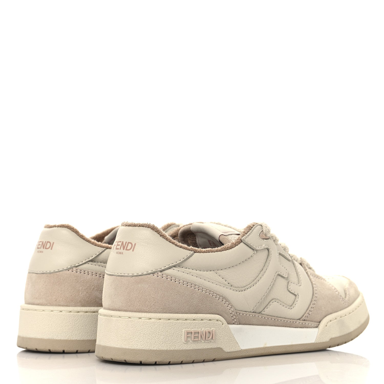 Fendi Suede Vitello Fendi Match Low Top Sneakers 37.5 Nudo White Garza Rosa 5 of 8