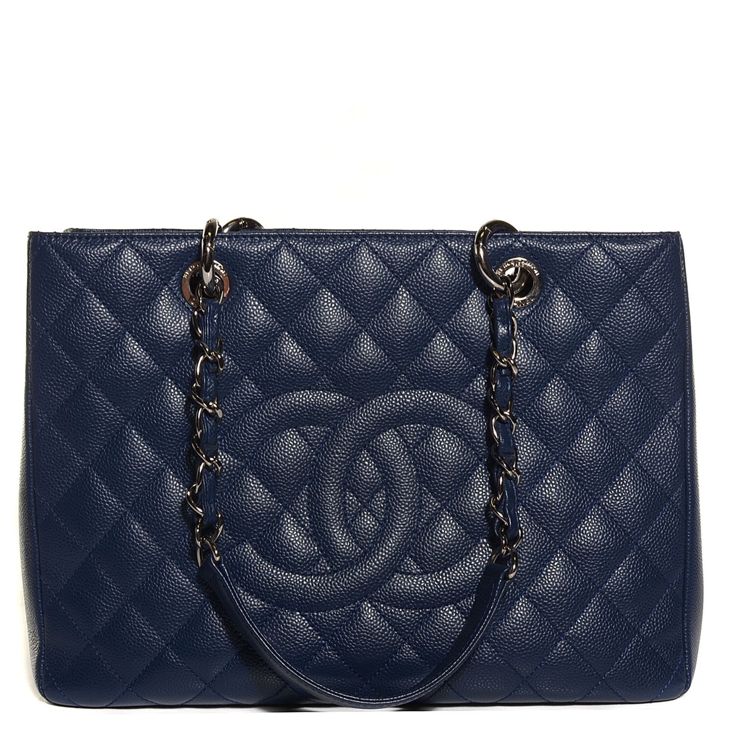 Caviar Quilted Grand Shopping Tote GST Dark Blue