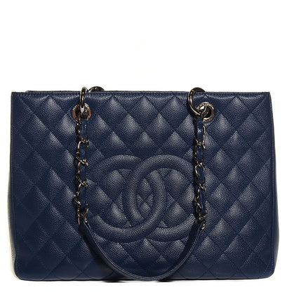 Chanel Caviar Quilted Grand Shopping Tote GST Dark Blue 1 of 7