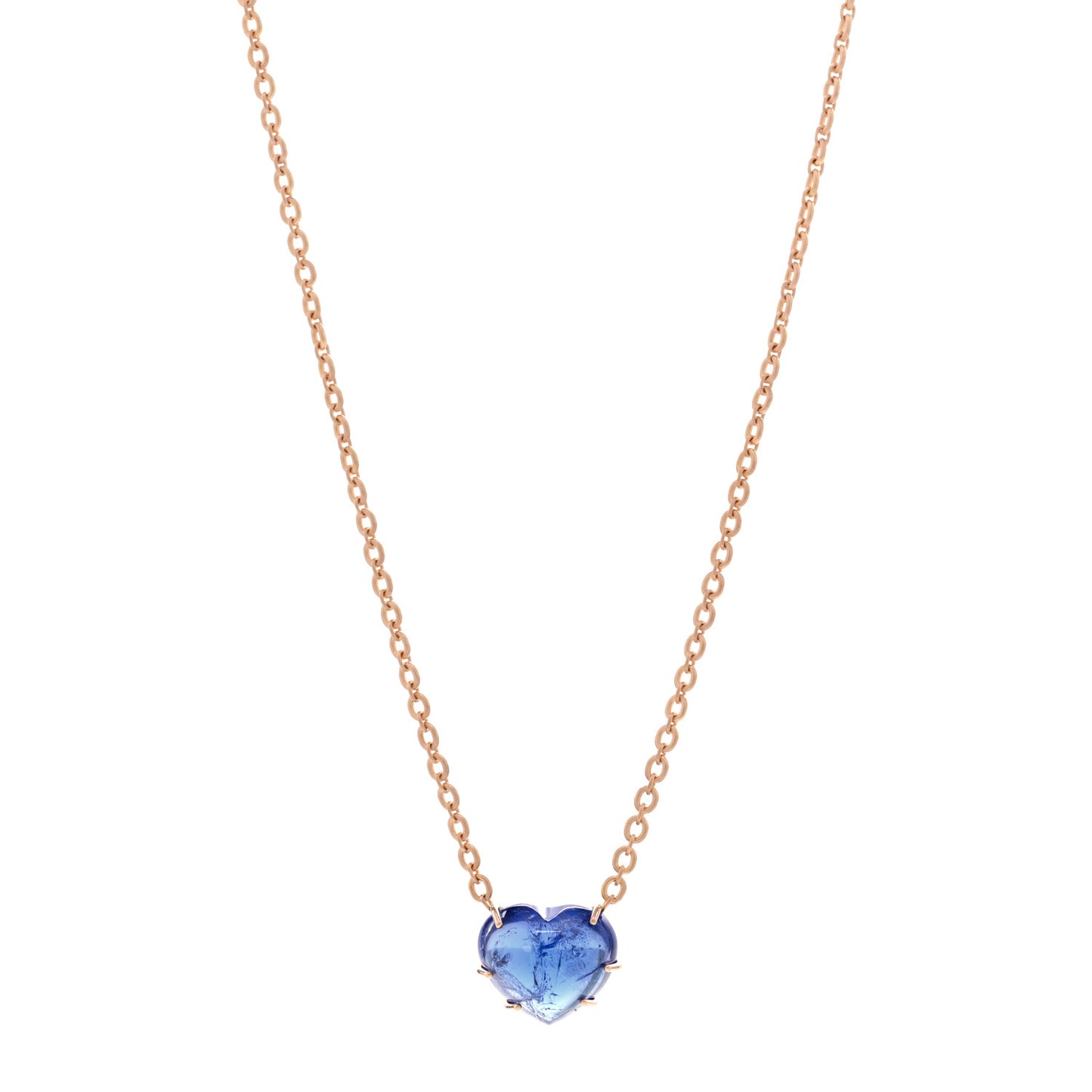 18K Rose Gold Tanzanite Heart Pendant Necklace