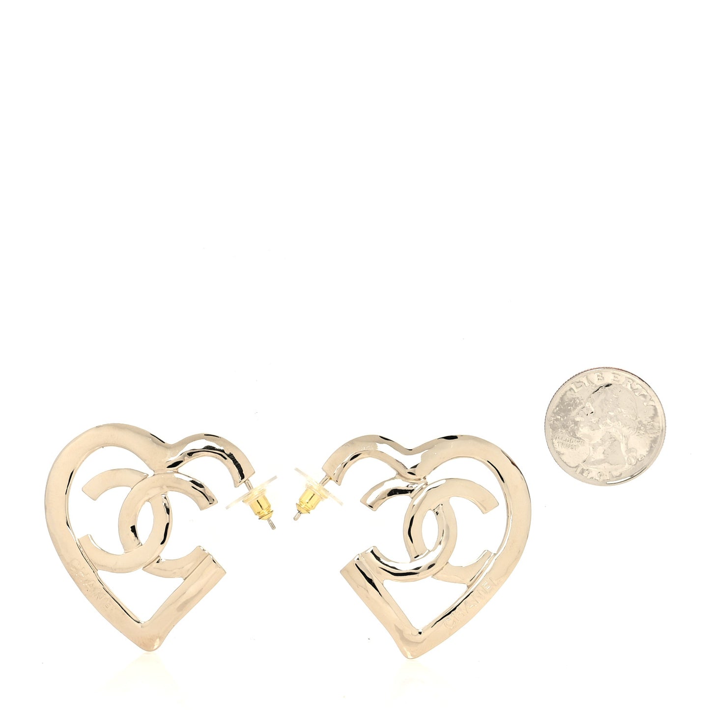 Metal CC Heart Coco In Love Hoop Earrings Gold