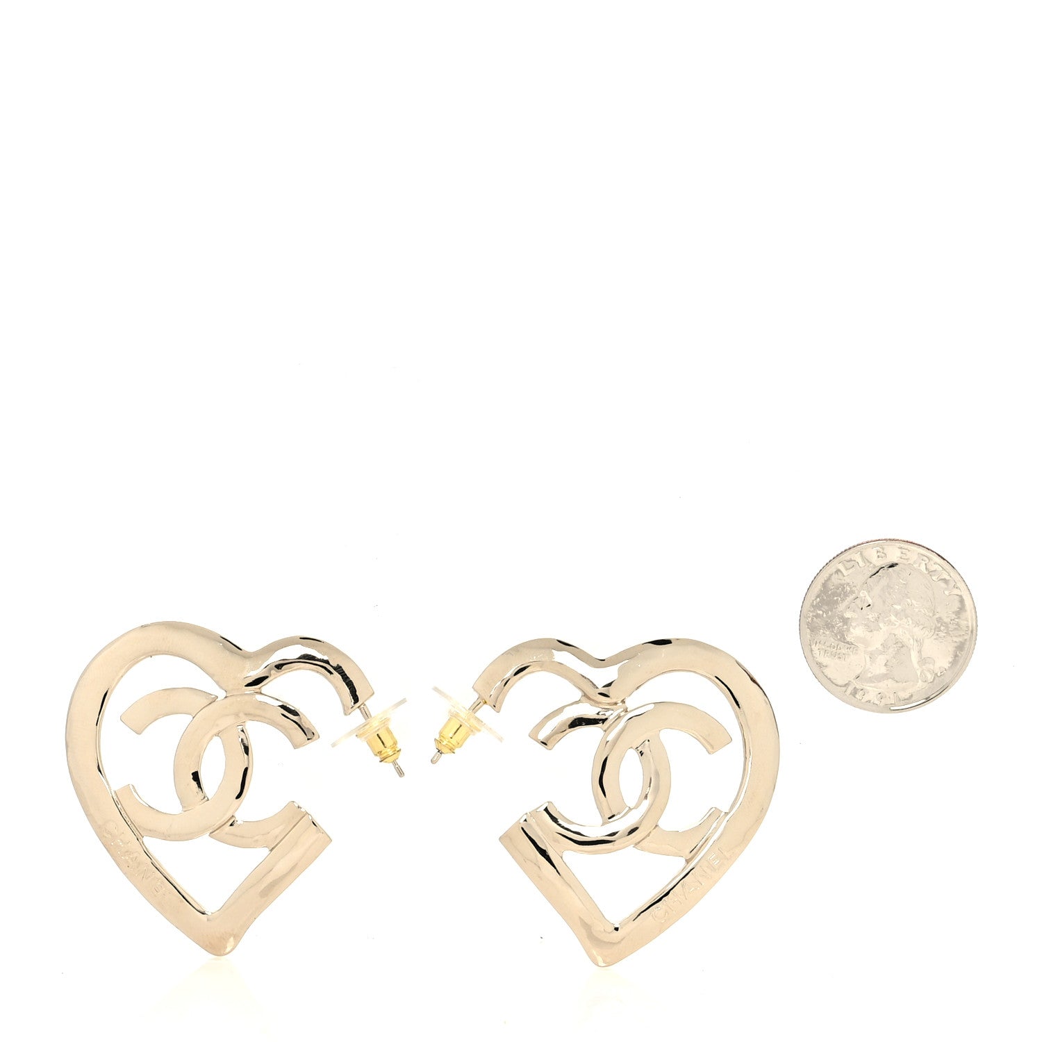 Chanel Metal CC Heart Coco In Love Hoop Earrings Gold 2 of 5