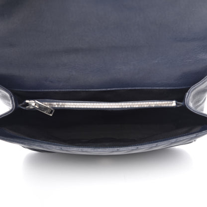 Saint Laurent Sheepskin Matelasse Chevron Monogram Large College Satchel Navy Blue 6 of 12