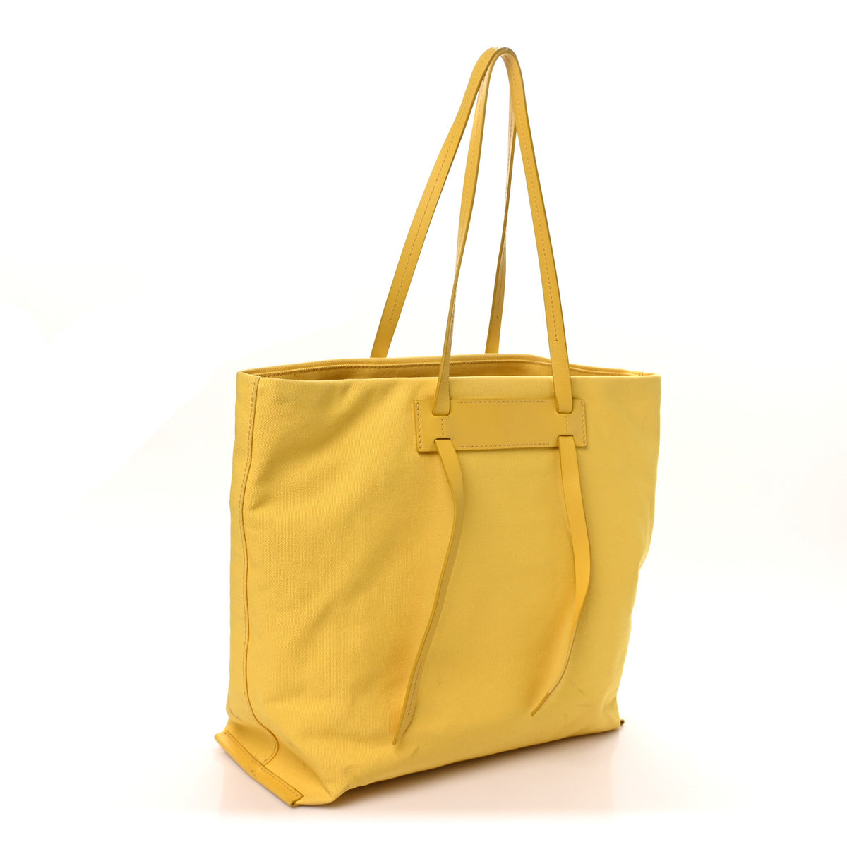 Canvas Calfskin Shopping Tote Yellow