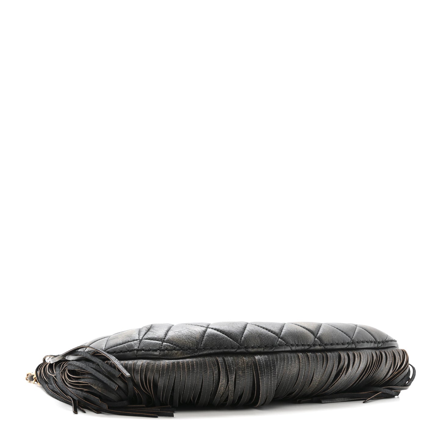 Calfskin Quilted Into The Fringe Hobo Black Gold
