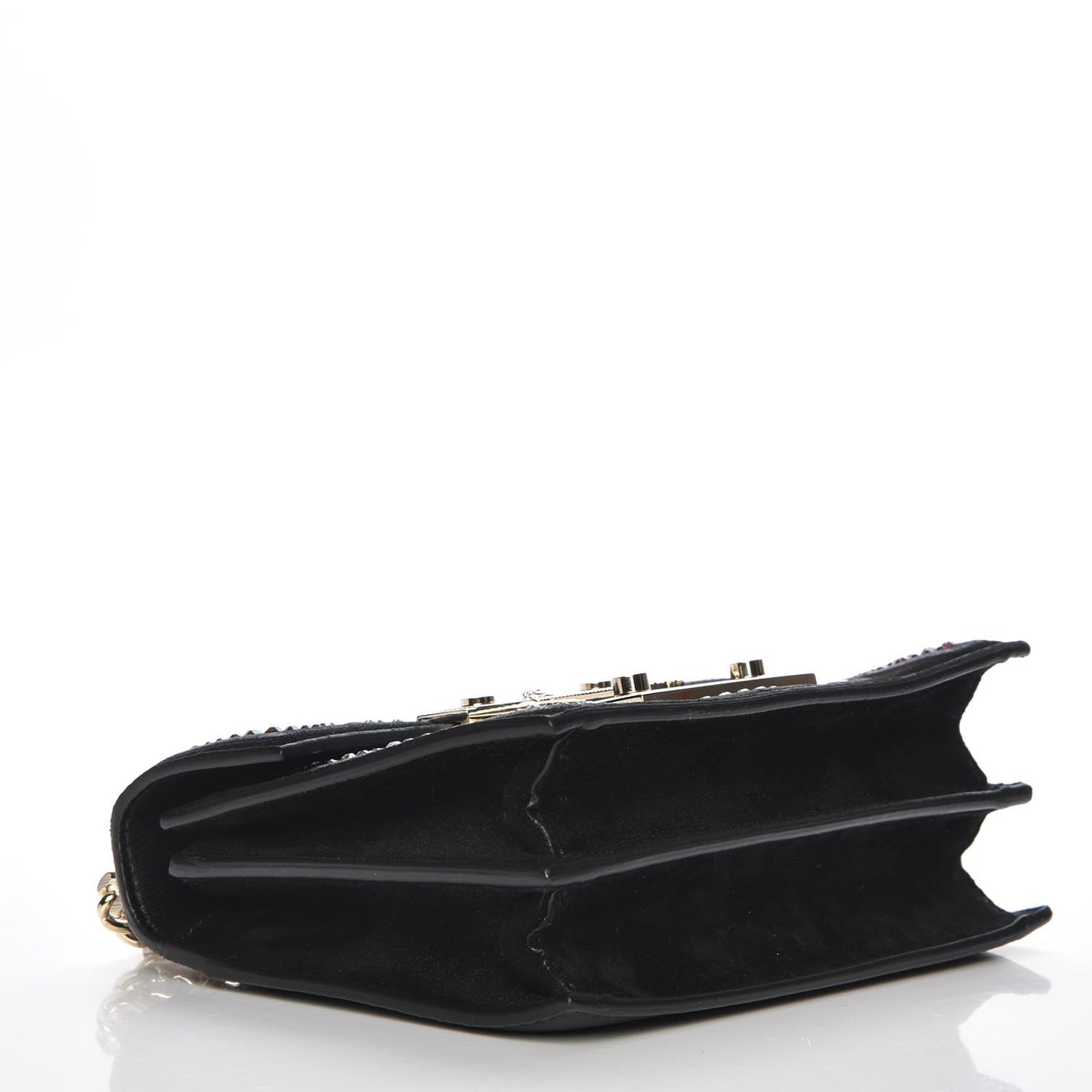 Nappa Crystal Small Baroccoflage Diamante Flap Black